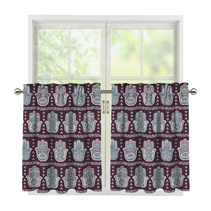 Hamsa Symbol Pattern Print Tier Curtains