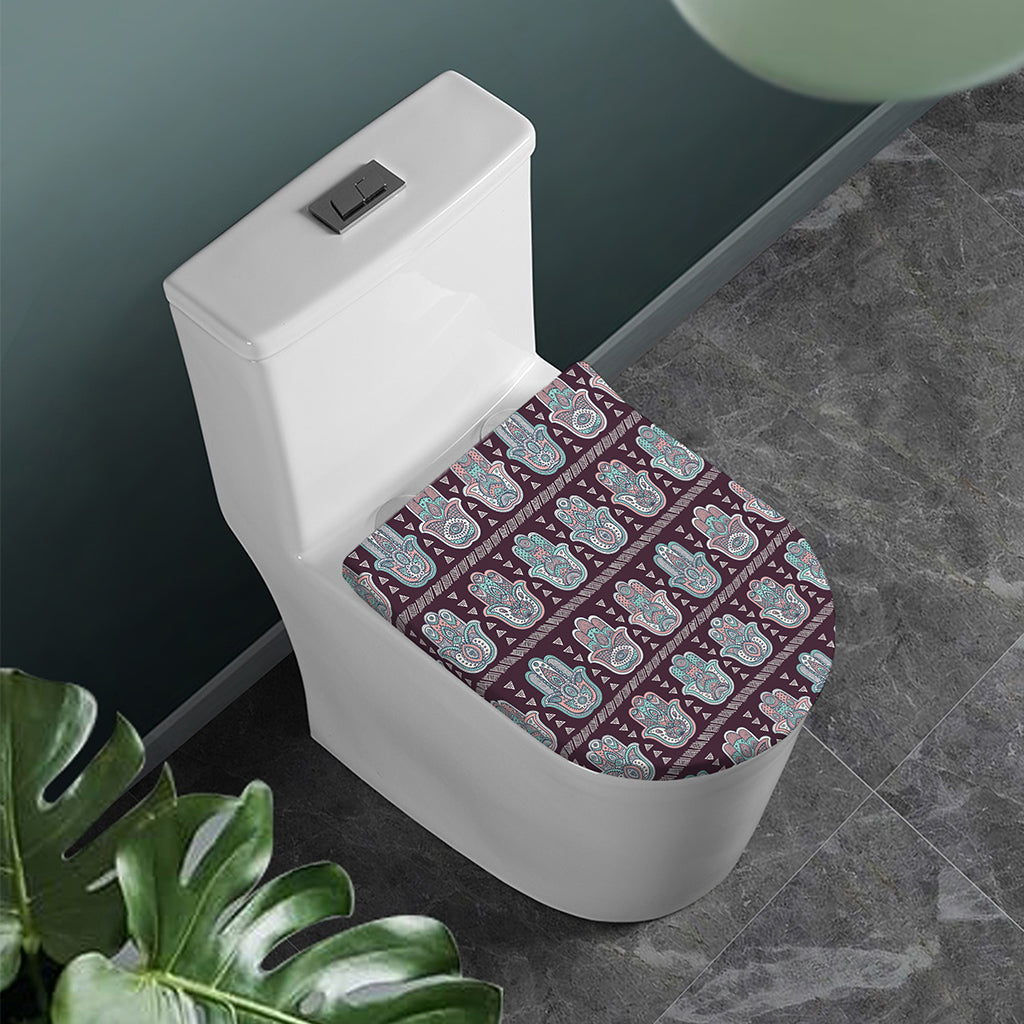 Hamsa Symbol Pattern Print Toilet Lid Cover