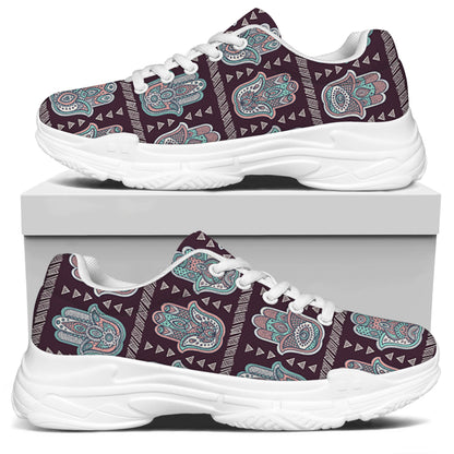 Hamsa Symbol Pattern Print White Chunky Shoes