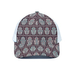 Hamsa Symbol Pattern Print White Mesh Trucker Cap