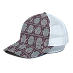 Hamsa Symbol Pattern Print White Mesh Trucker Cap
