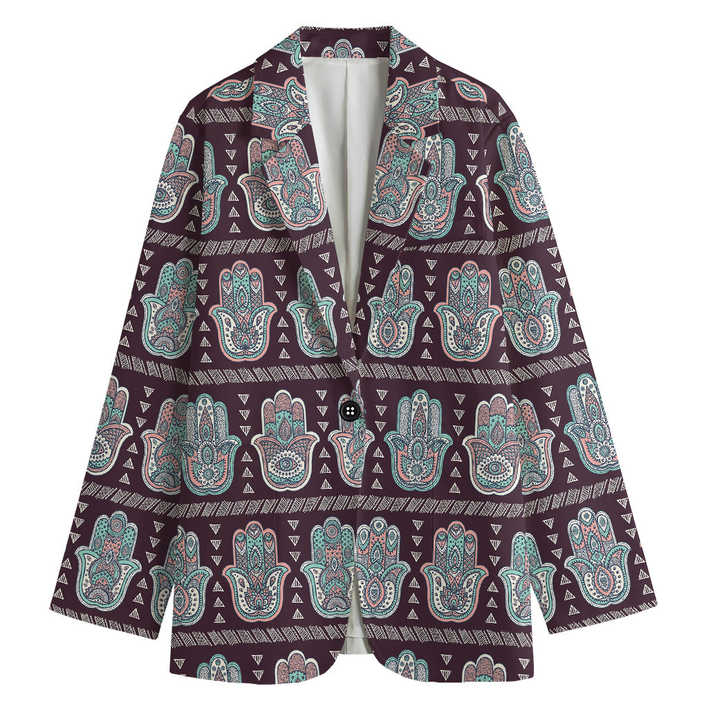 Hamsa Symbol Pattern Print Women's Blazer