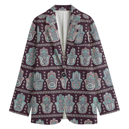 Hamsa Symbol Pattern Print Women's Blazer