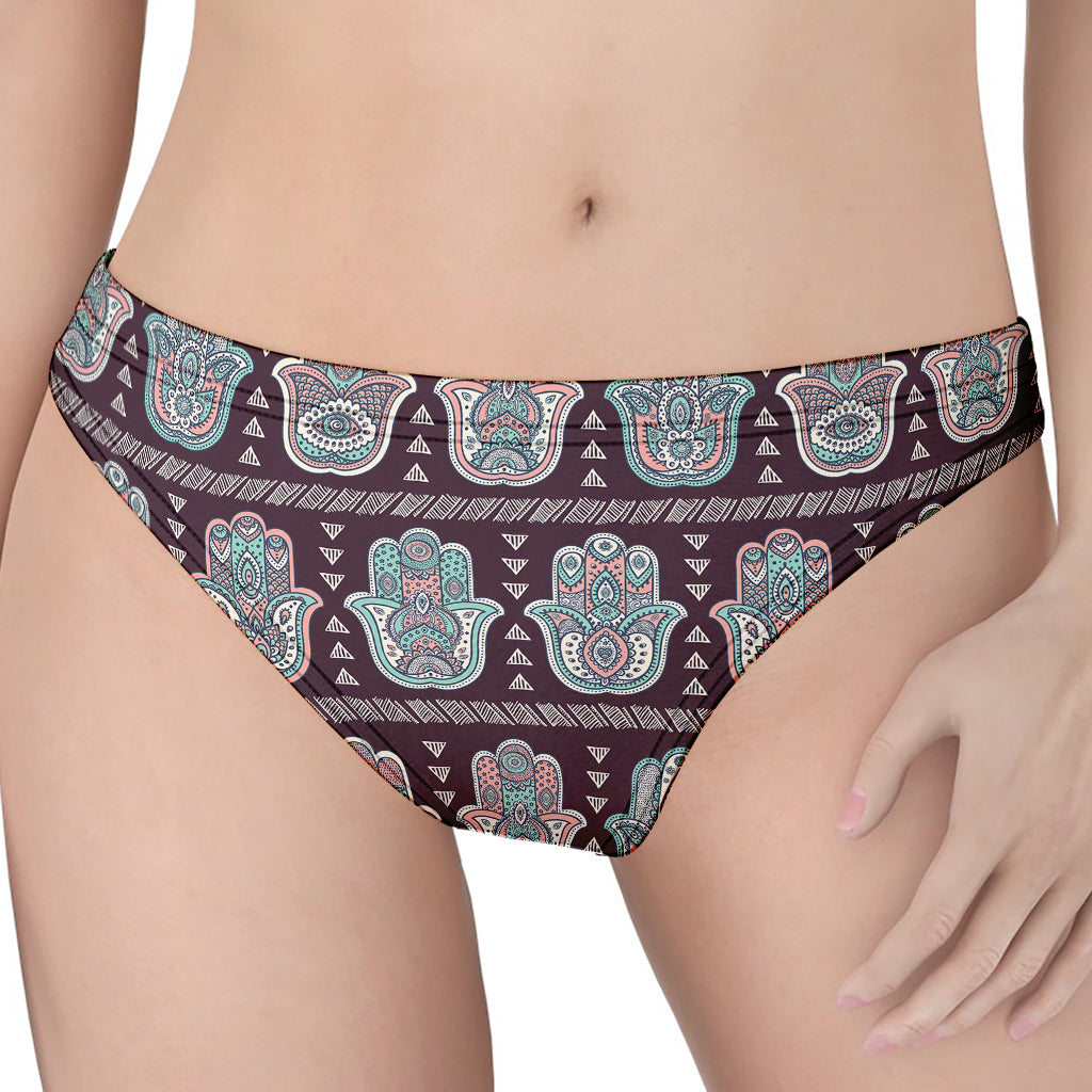 Hamsa Symbol Pattern Print Women's Thong