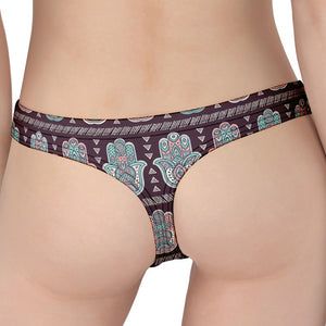 Hamsa Symbol Pattern Print Women's Thong