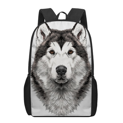 Hand Drawn Alaskan Malamute Print 17 Inch Backpack