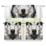 Hand Drawn Alaskan Malamute Print 3 Piece Kitchen Curtains