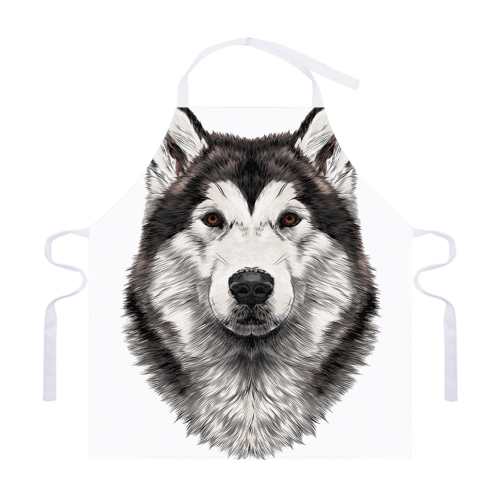 Hand Drawn Alaskan Malamute Print Adjustable Apron