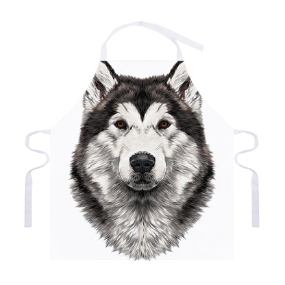 Hand Drawn Alaskan Malamute Print Adjustable Apron