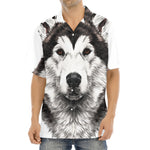 Hand Drawn Alaskan Malamute Print Aloha Shirt