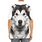 Hand Drawn Alaskan Malamute Print Aloha Shirt