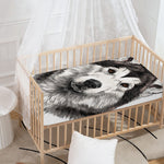 Hand Drawn Alaskan Malamute Print Baby Crib Sheet