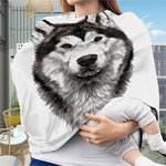 Hand Drawn Alaskan Malamute Print Baby Seat Cover