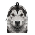 Hand Drawn Alaskan Malamute Print School Backpack