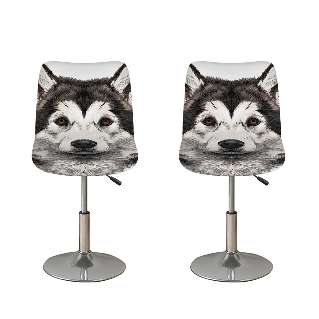 Hand Drawn Alaskan Malamute Print Bar Stool Covers