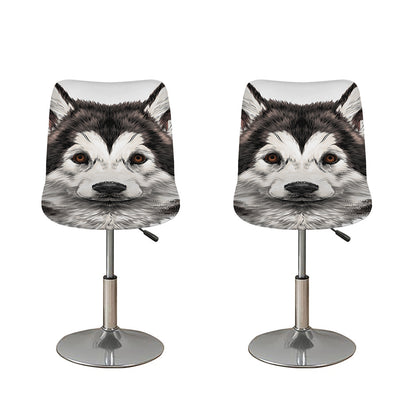 Hand Drawn Alaskan Malamute Print Bar Stool Covers