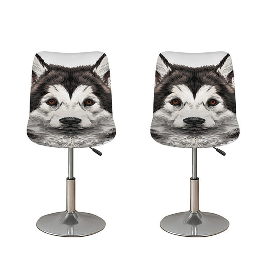 Hand Drawn Alaskan Malamute Print Bar Stool Covers