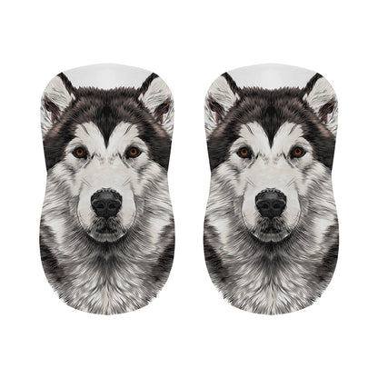 Hand Drawn Alaskan Malamute Print Bar Stool Covers