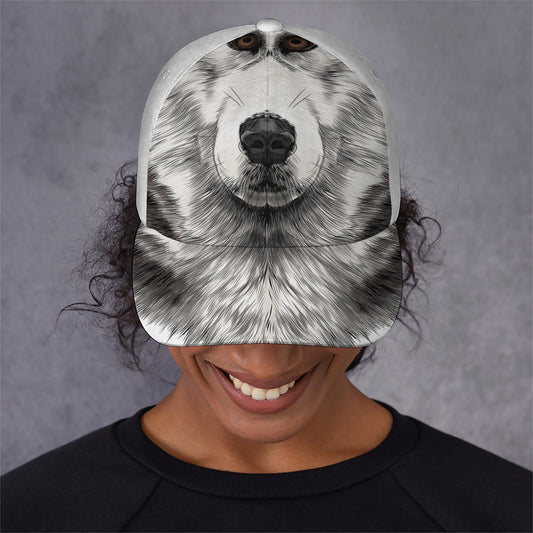 Hand Drawn Alaskan Malamute Print Baseball Cap