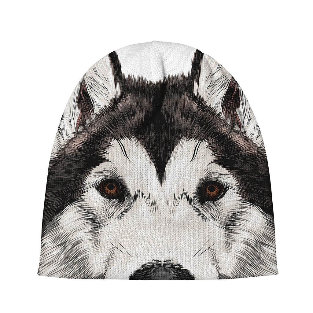 Hand Drawn Alaskan Malamute Print Beanie