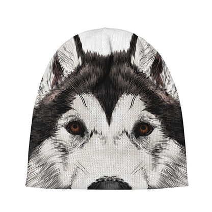 Hand Drawn Alaskan Malamute Print Beanie
