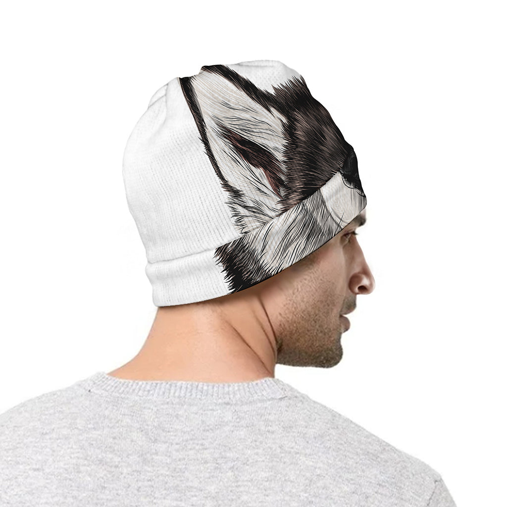 Hand Drawn Alaskan Malamute Print Beanie