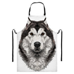 Hand Drawn Alaskan Malamute Print Bib Apron With Pocket