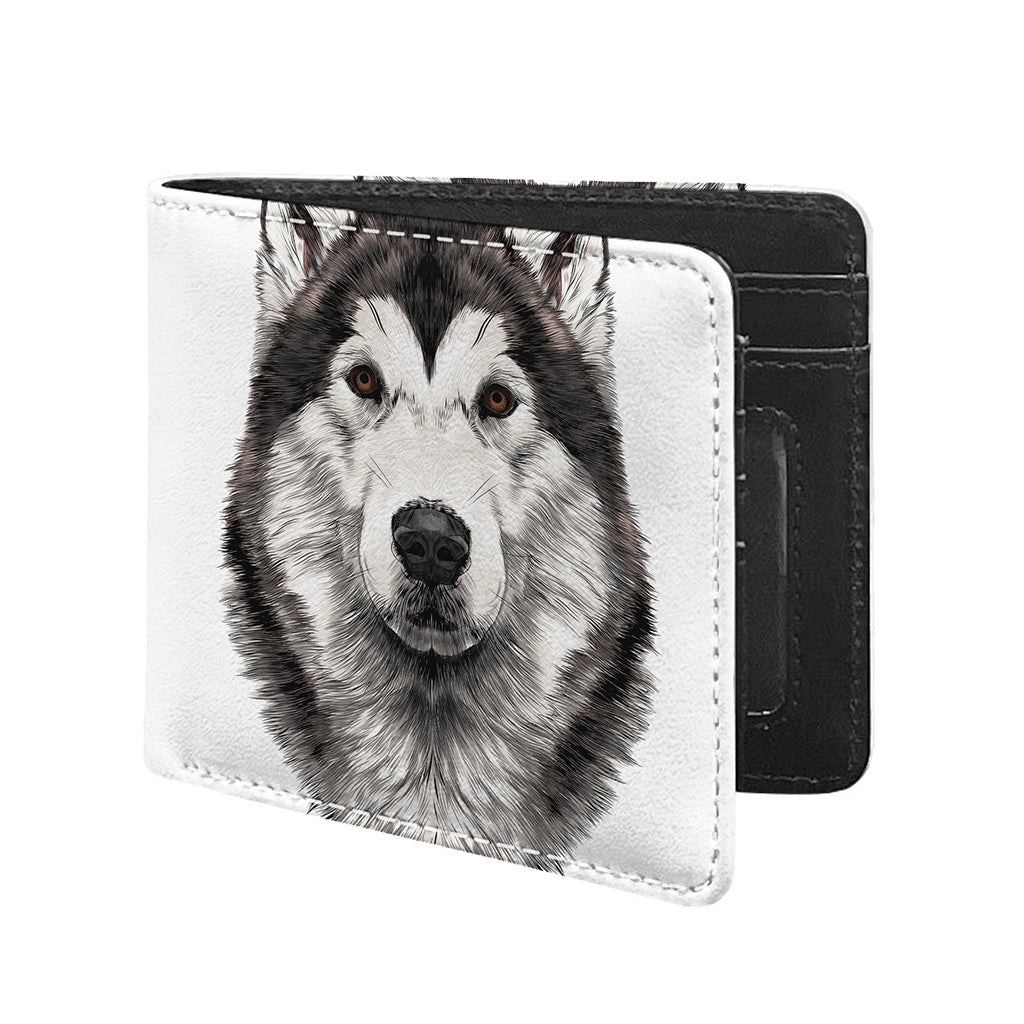 Hand Drawn Alaskan Malamute Print Bifold Wallet