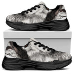 Hand Drawn Alaskan Malamute Print Black Chunky Shoes
