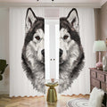 Hand Drawn Alaskan Malamute Print Dimout Pencil Pleat Curtains