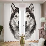 Hand Drawn Alaskan Malamute Print Blackout Pencil Pleat Curtains