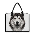 Hand Drawn Alaskan Malamute Print Canvas Tote Bag