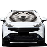 Hand Drawn Alaskan Malamute Print Car Windshield Snow Cover