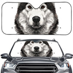 Hand Drawn Alaskan Malamute Print Car Windshield Sun Shade