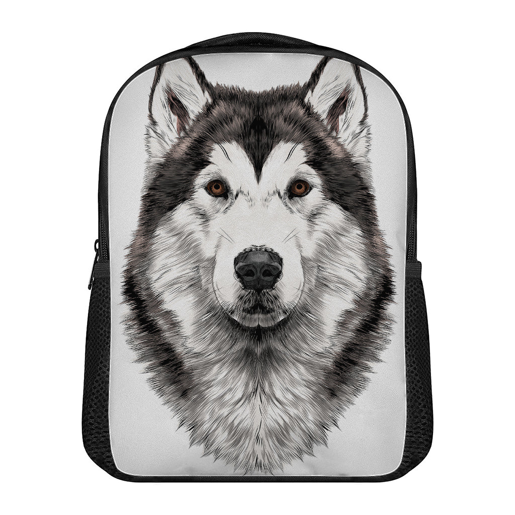 Hand Drawn Alaskan Malamute Print Casual Backpack