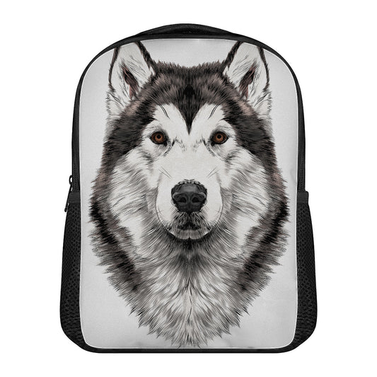 Hand Drawn Alaskan Malamute Print Casual Backpack
