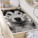 Hand Drawn Alaskan Malamute Print Changing Pad Cover