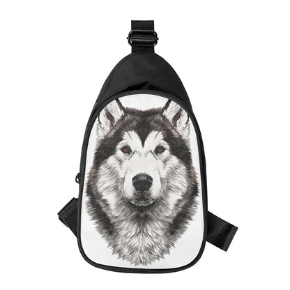 Hand Drawn Alaskan Malamute Print Chest Bag