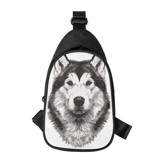 Hand Drawn Alaskan Malamute Print Chest Bag