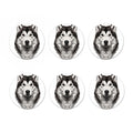 Hand Drawn Alaskan Malamute Print Coaster Set