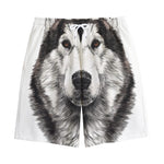 Hand Drawn Alaskan Malamute Print Cotton Shorts