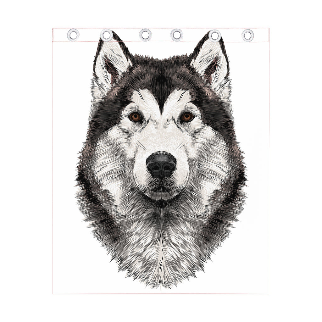 Hand Drawn Alaskan Malamute Print Curtain