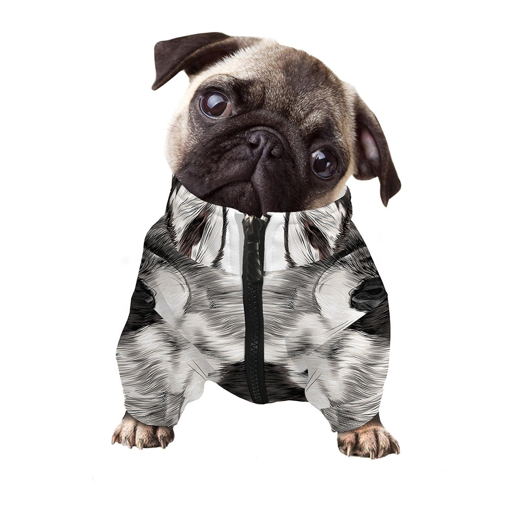 Hand Drawn Alaskan Malamute Print Dog Zip Up Jacket