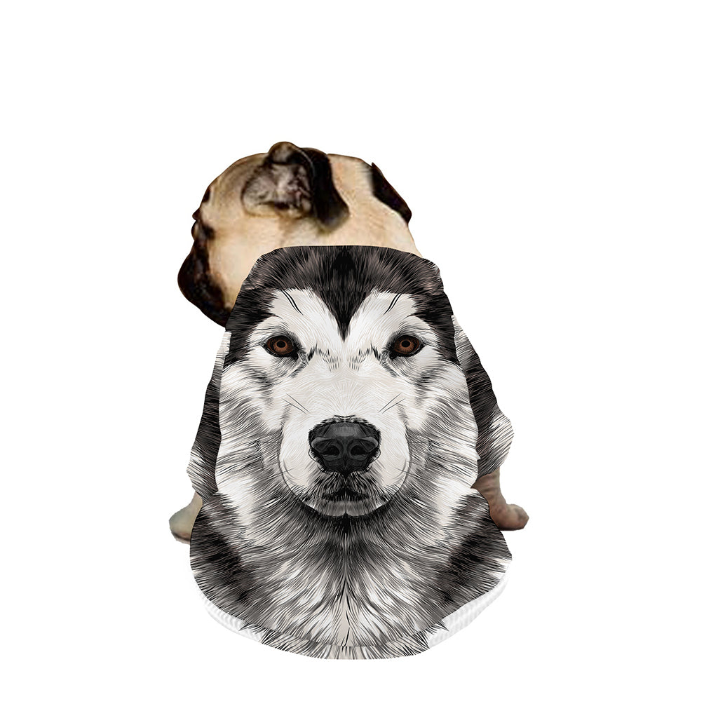 Hand Drawn Alaskan Malamute Print Dog Zip Up Jacket