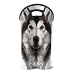 Hand Drawn Alaskan Malamute Print Double Neoprene Wine Tote
