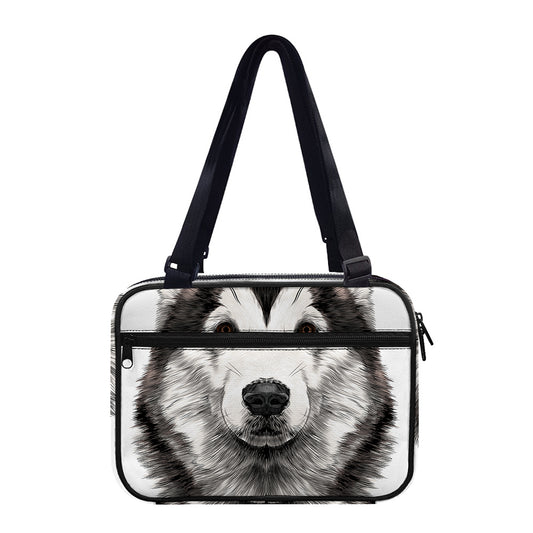 Hand Drawn Alaskan Malamute Print Double Strap Bible Bag