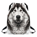 Hand Drawn Alaskan Malamute Print Drawstring Backpack