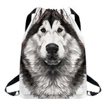Hand Drawn Alaskan Malamute Print Drawstring Backpack