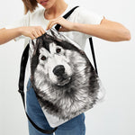 Hand Drawn Alaskan Malamute Print Drawstring Backpack