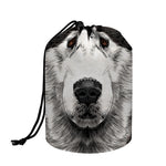 Hand Drawn Alaskan Malamute Print Drawstring Makeup Bag